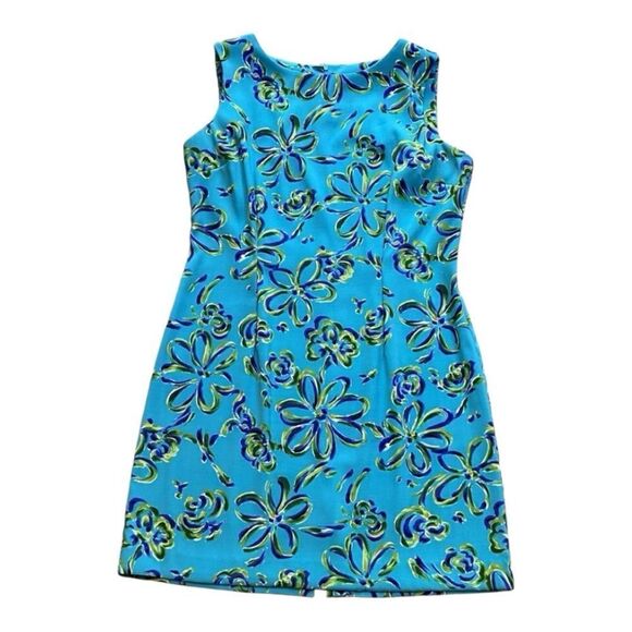 John Roberts Brightly Colored Abstract Floral Sleeveless Dress Back Zipper - Picture 1 of 16